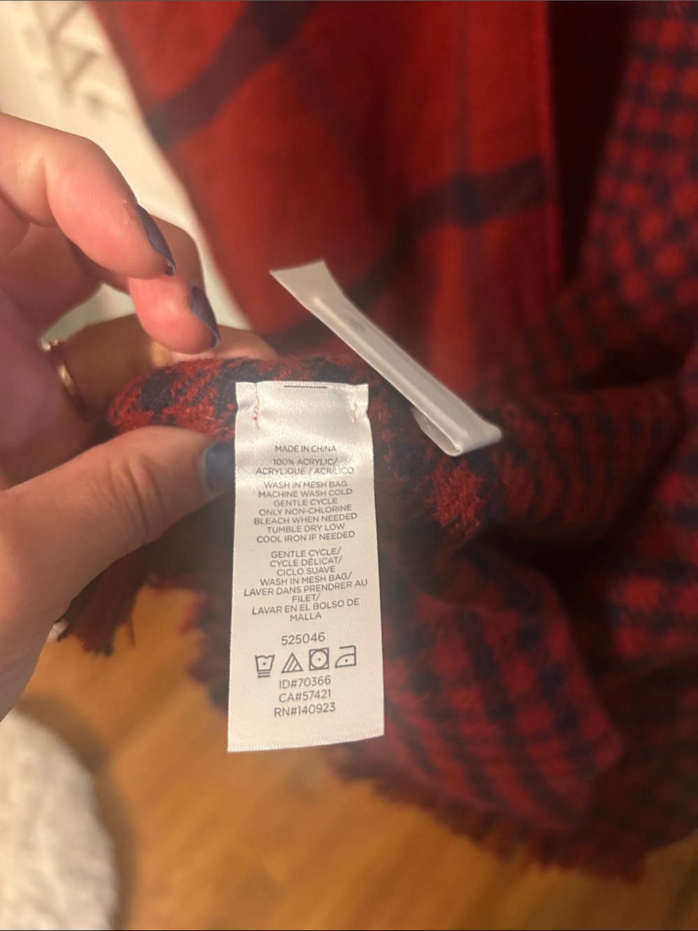 LOFT Burgundy Plaid Wrap Poncho - Picture 4 of 6